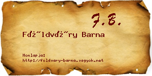 Földváry Barna névjegykártya